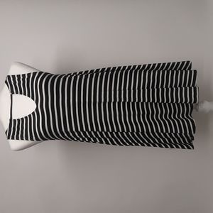 NWT Alya Black and White Striped Sleeveless Dress, Size S